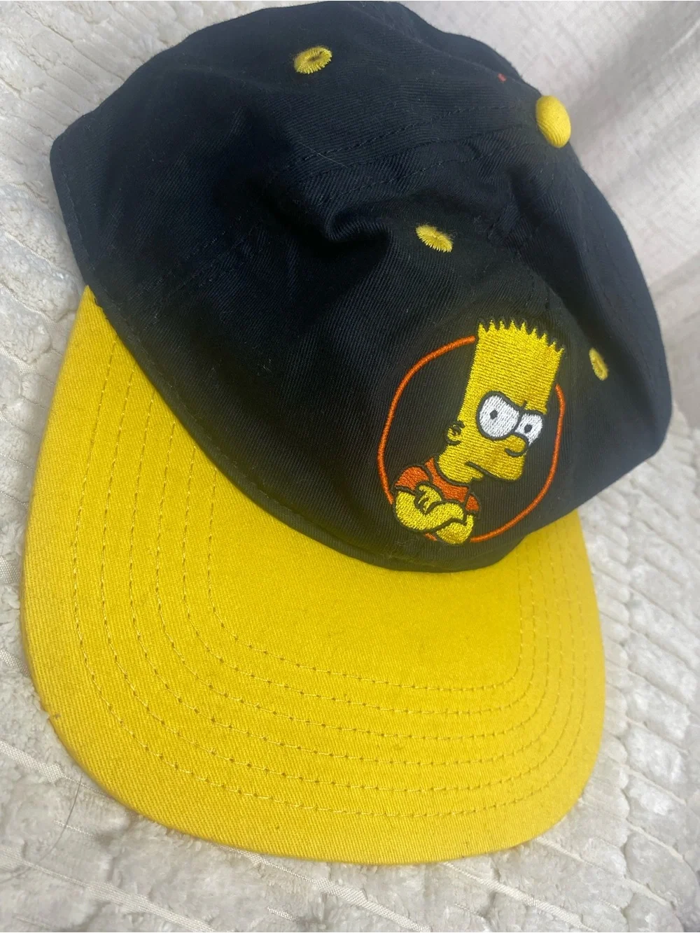 MAD Engine The Simpsons Angry Bart Simpson Snapback Hat Black Yellow Cap OSFM